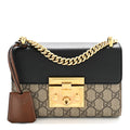 GG Supreme Monogram Calfskin Small Padlock Shoulder Bag Beige Black Cuir product image 1, provided for visual reference and