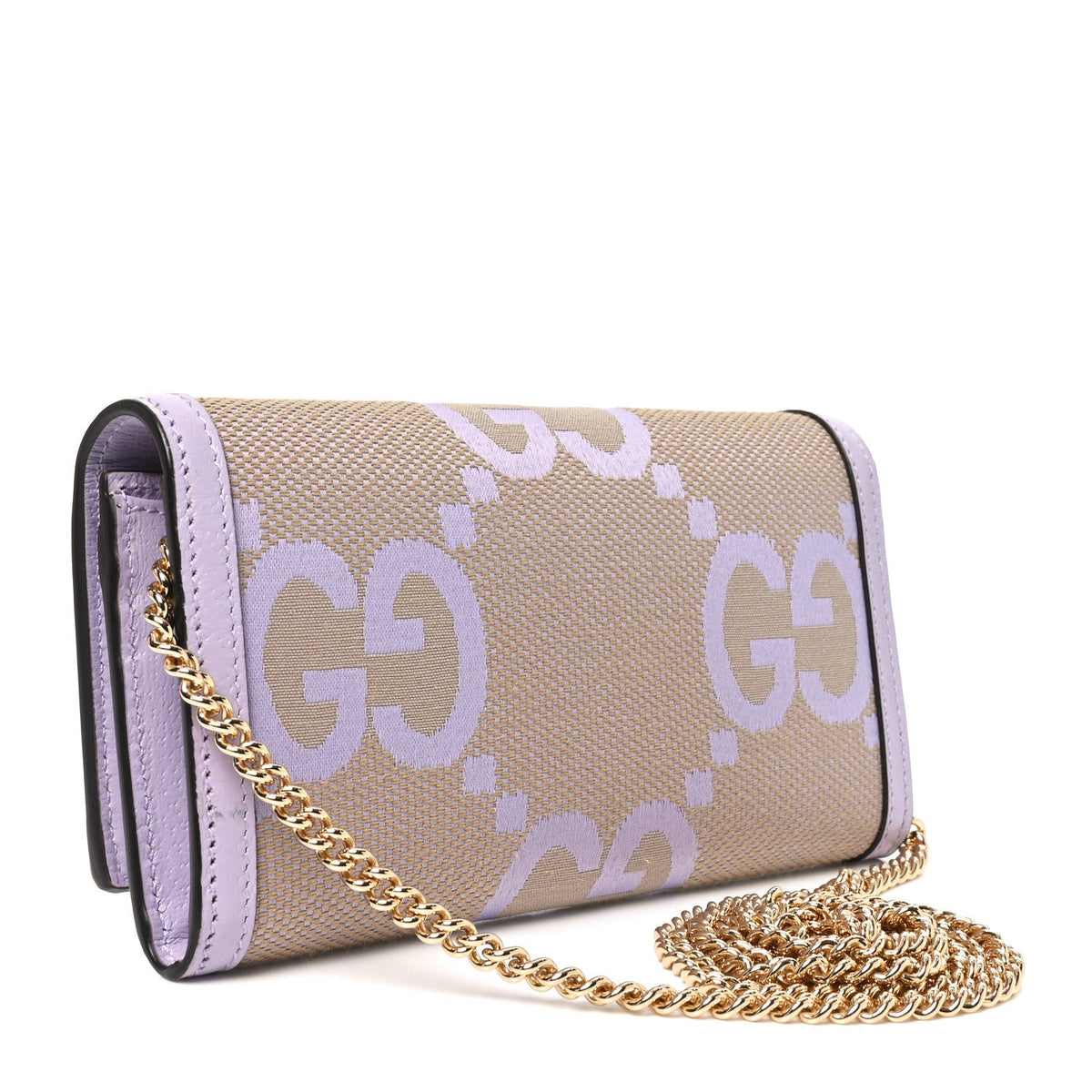 Monogram Jumbo GG Textured Dollar Calfskin Ophidia Continental Wallet On Chain Beige Lapis product image 2, provided for