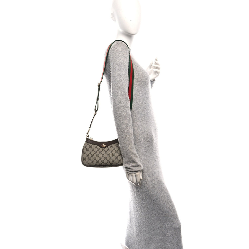 GG Supreme Monogram Textured Dollar Calfskin Web Small Ophidia GG Handbag Beige Ebony New Acero product image 2, provided