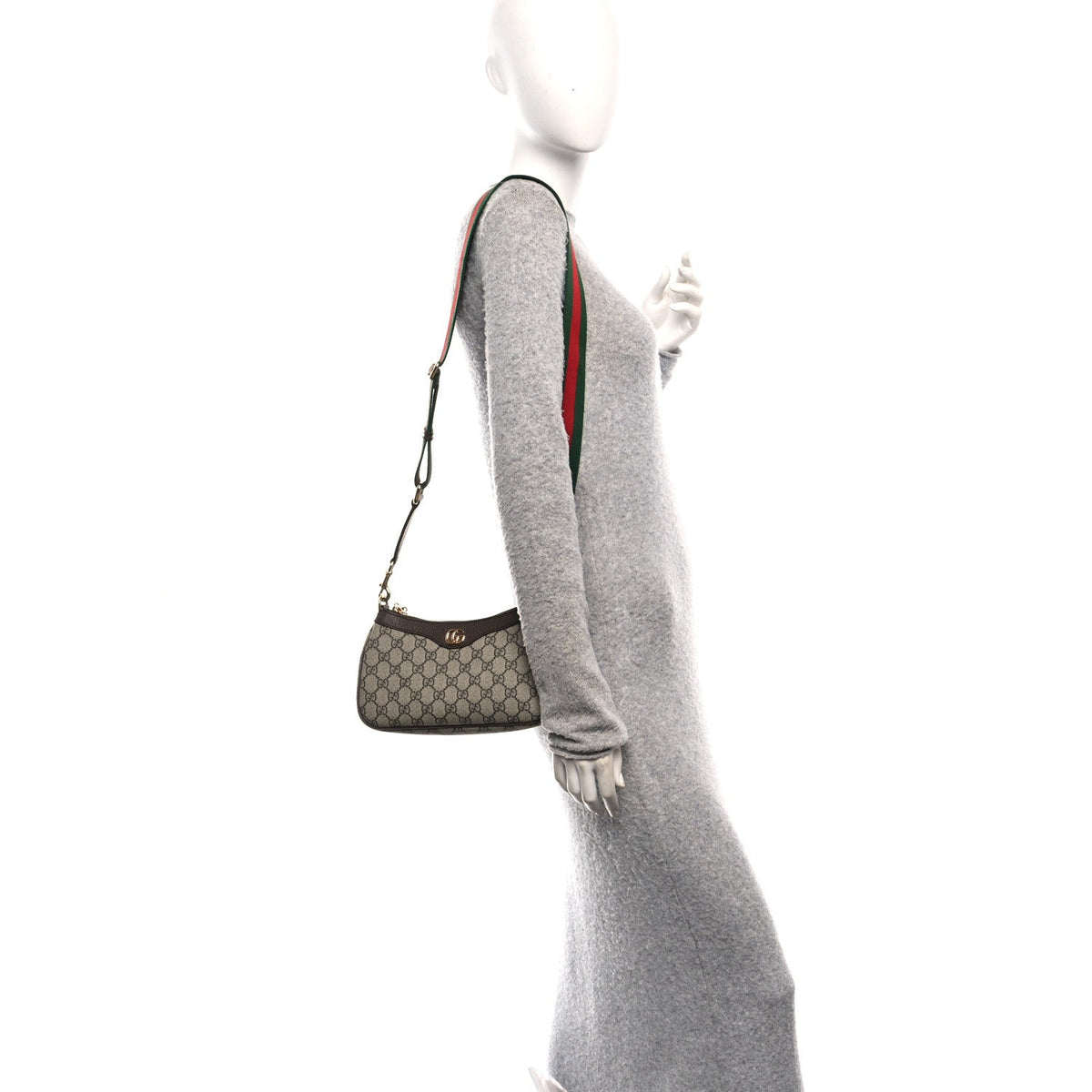 GG Supreme Monogram Textured Dollar Calfskin Web Small Ophidia GG Handbag Beige Ebony New Acero product image 2, provided