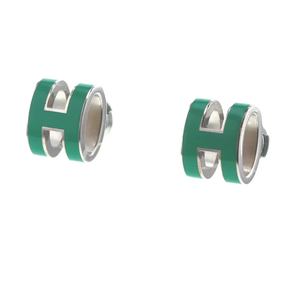 Hermes Mini Pop Green 18K Gold Earrings product image 2, provided for visual reference and product detail review