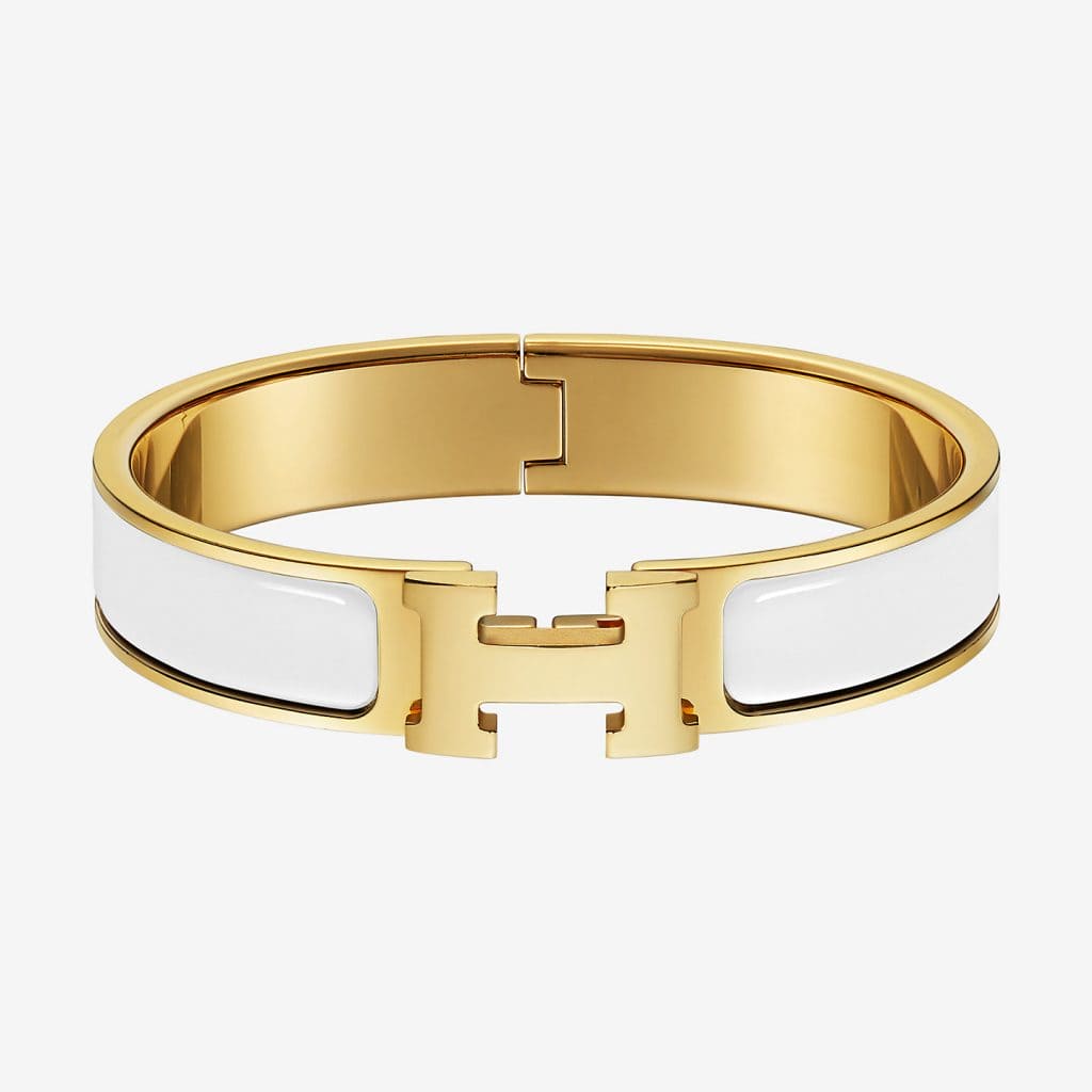 Hermes White Clic 18K Gold Bracelet product image 1, provided for visual reference and product detail review