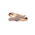 Tiffany Knot Double Row Diamonds 18K Rose Gold Ring product image 1, provided for visual reference and product detail review