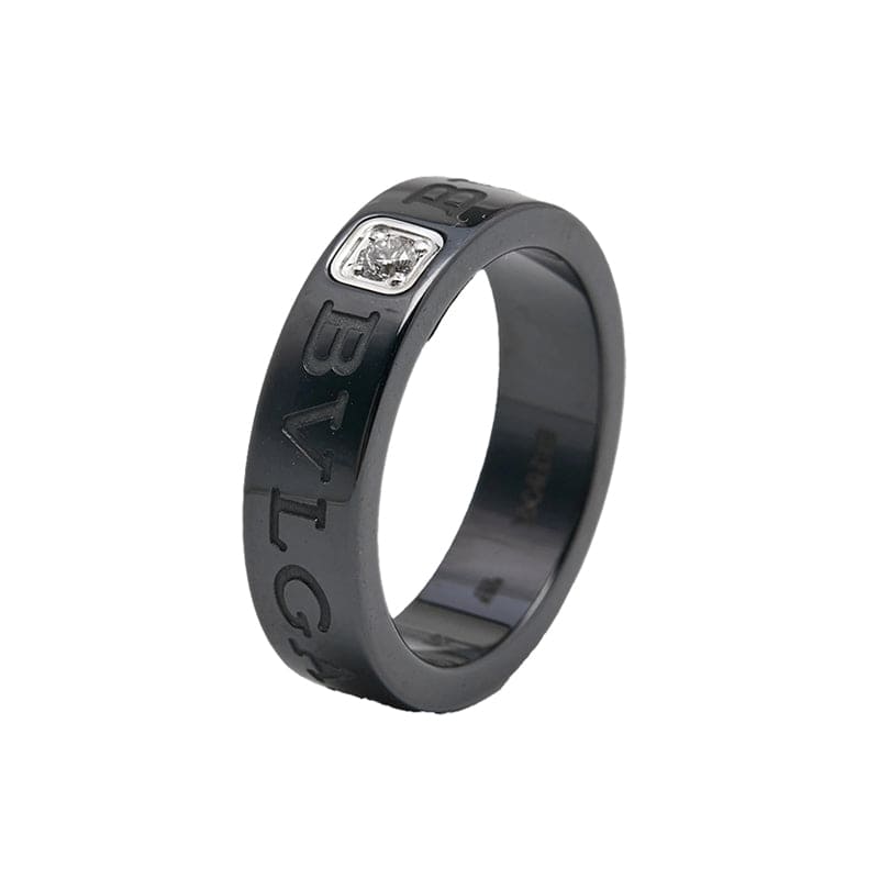 Bvlgari Black Ceramic Diamond 18K White Gold Ring product image 1, provided for visual reference and product detail review