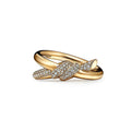 Knot Double Row Diamonds 18K Yellow Gold Ring product image 1, provided for visual reference and product detail review