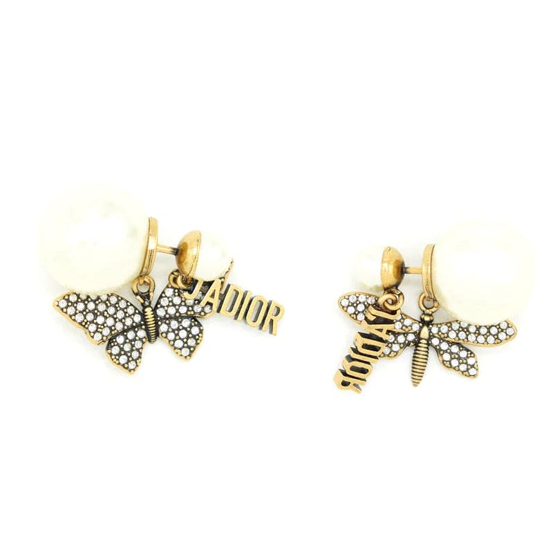 Dior Dragonfly/ Butterfly Pearl 18K Gold Earrings product image 1, provided for visual reference and product detail review
