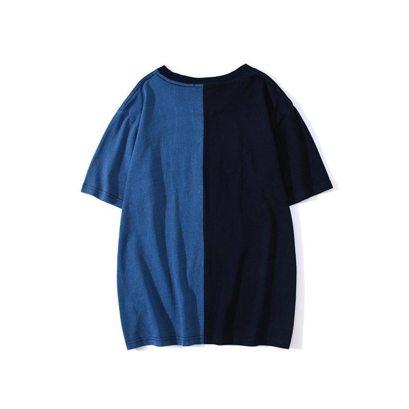 Bathing Ape T-Shirt Tiger Head Shark Head Stitching Denim Color Short Sleeve T-shirt product image 2, provided for visual