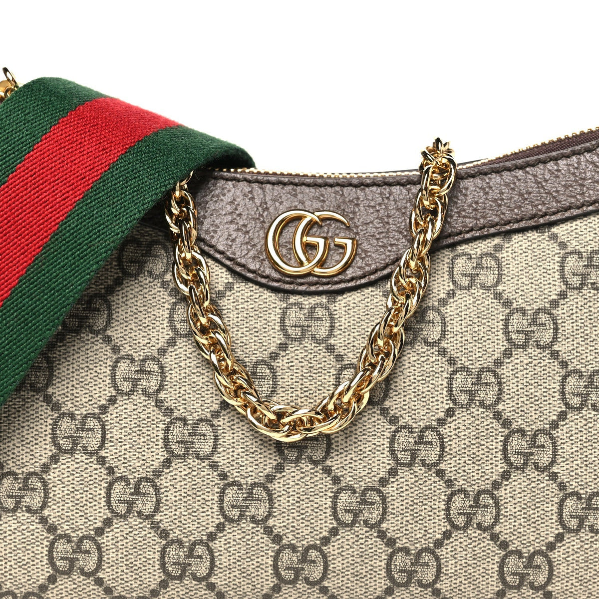 GG Supreme Monogram Textured Dollar Calfskin Web Small Ophidia GG Handbag Beige Ebony New Acero product image 8, provided