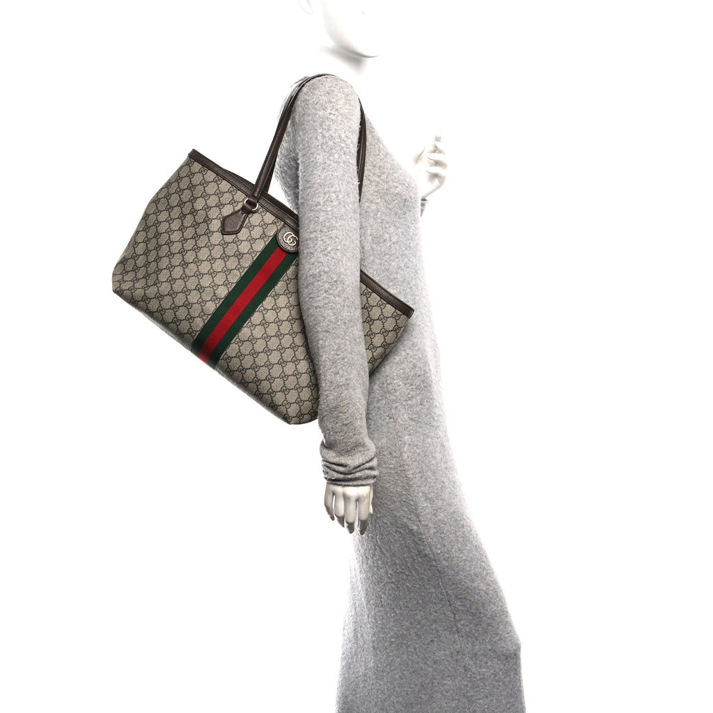 GG Supreme Monogram Medium Ophidia Shopping Tote Brown product image 2, provided for visual reference and product detail