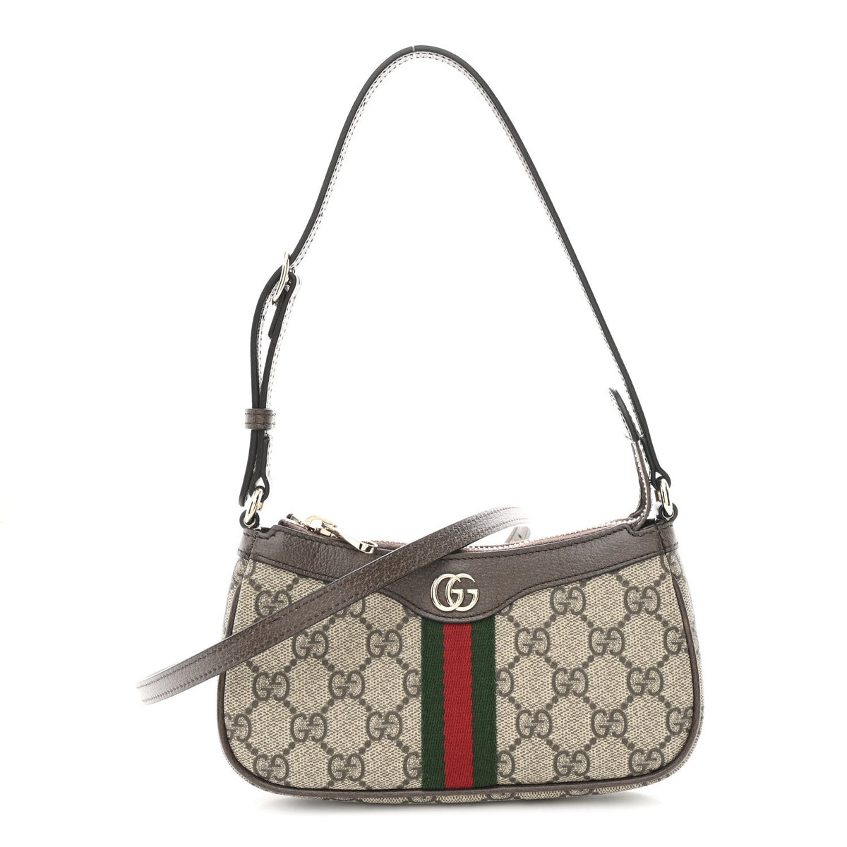 GG Supreme Monogram Textured Dollar Calfskin Web Mini Ophidia Shoulder Bag Beige Ebony New Acero product image 1, provided