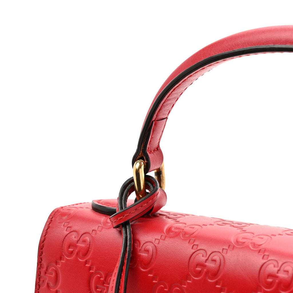Guccissima Signature Small Padlock Top Handle Bag Hibiscus Red product image 15, provided for visual reference and product
