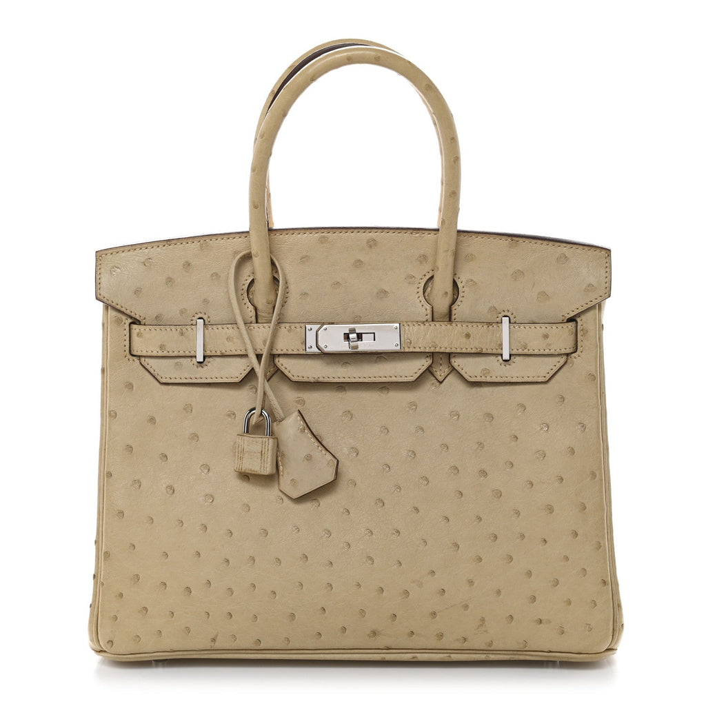 Ostrich Birkin 30 Parchemin product image 1, provided for visual reference and product detail review