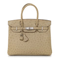 Ostrich Birkin 30 Parchemin product image 1, provided for visual reference and product detail review