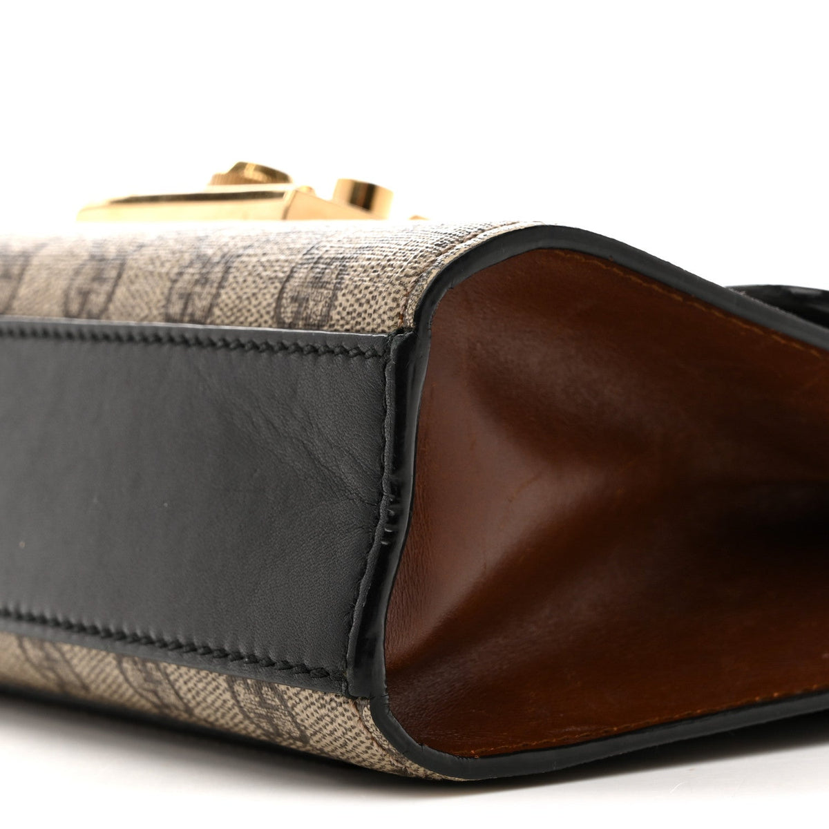 GG Supreme Monogram Calfskin Small Padlock Shoulder Bag Beige Black Cuir product image 10, provided for visual reference and