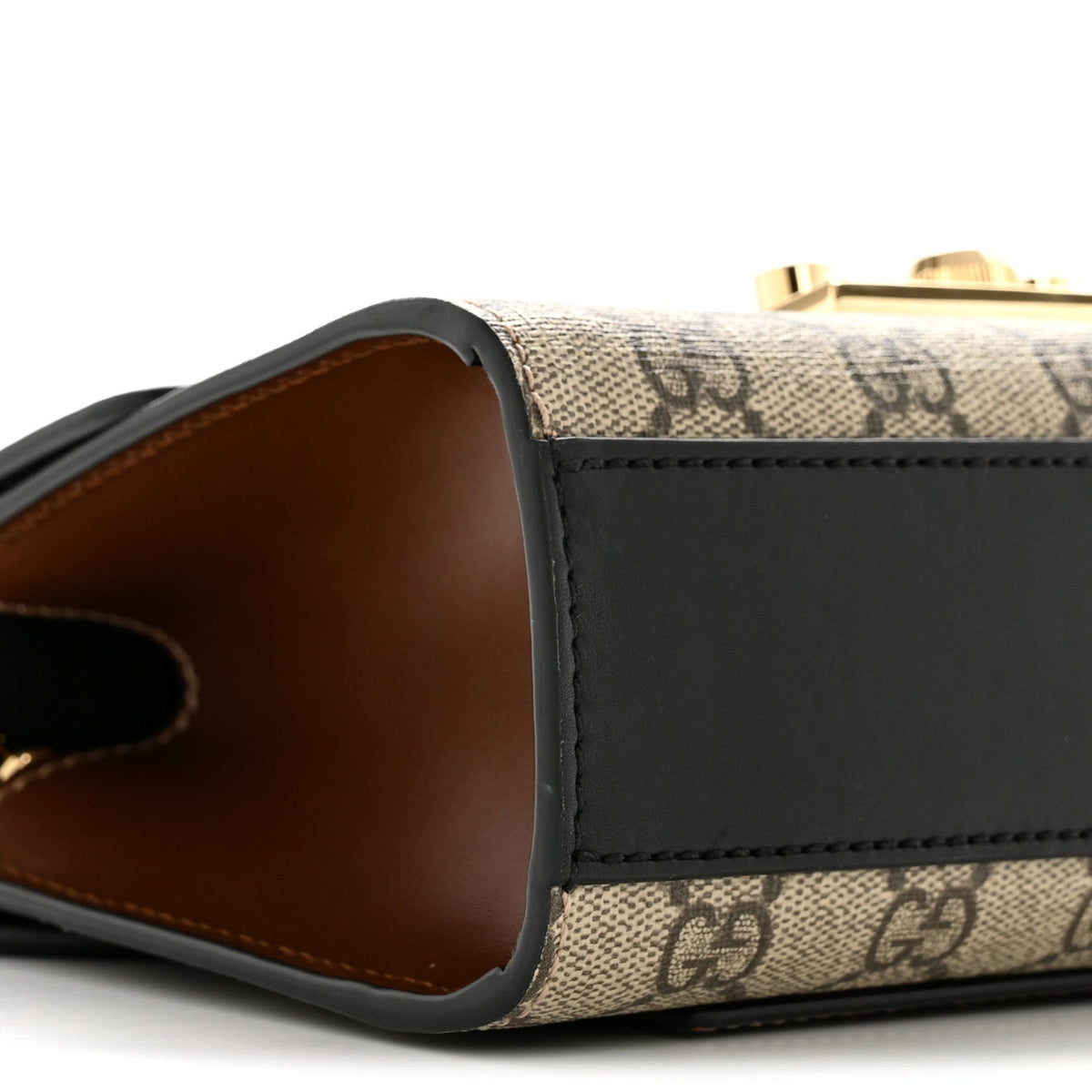 GG Supreme Monogram Calfskin Small Padlock Shoulder Bag Beige Black Cuir product image 9, provided for visual reference and