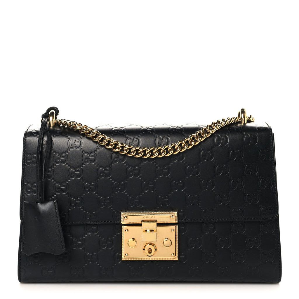 Guccissima Medium Padlock Shoulder Bag Black product image 1, provided for visual reference and product detail review