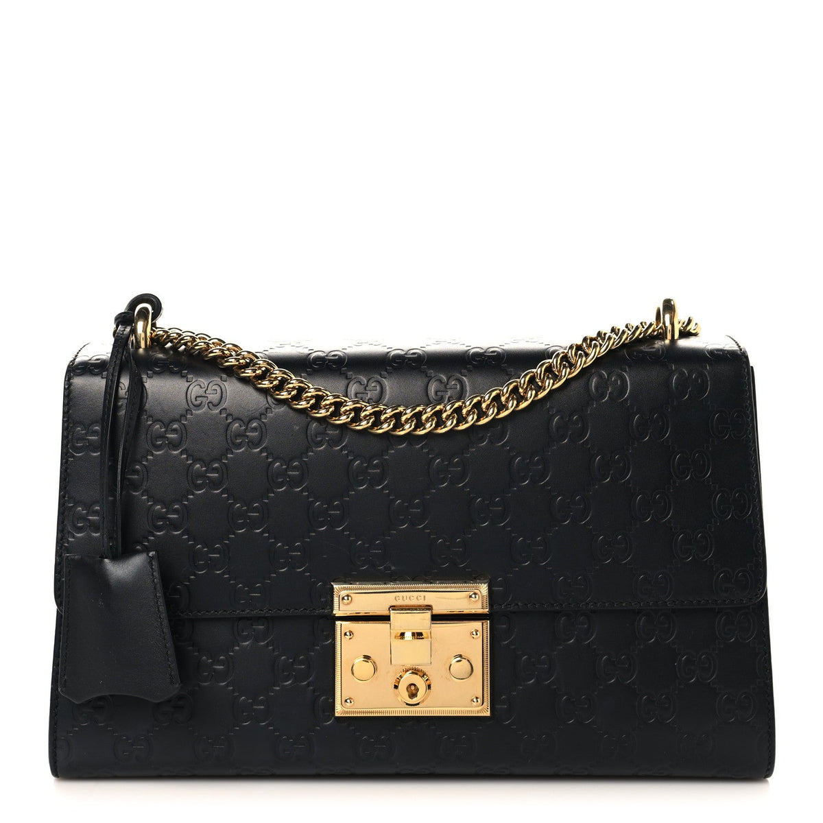 Guccissima Medium Padlock Shoulder Bag Black product image 1, provided for visual reference and product detail review