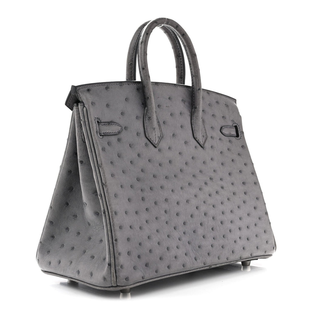 Ostrich Birkin 25 Gris Agate product image 3, provided for visual reference and product detail review