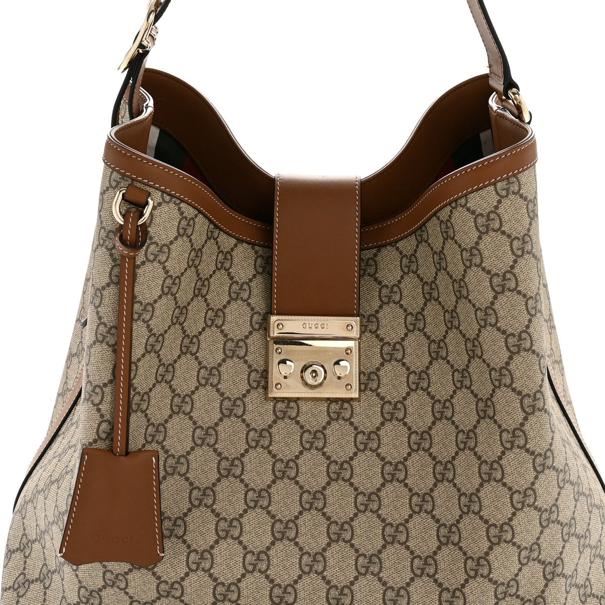 GG Icon Monogram Padlock Shoulder Bag Beige Dark Brown product image 8, provided for visual reference and product detail