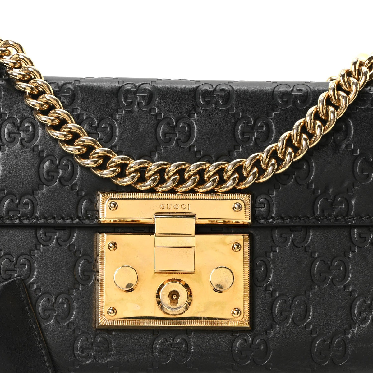 Guccissima Small Padlock Shoulder Bag Black product image 7, provided for visual reference and product detail review