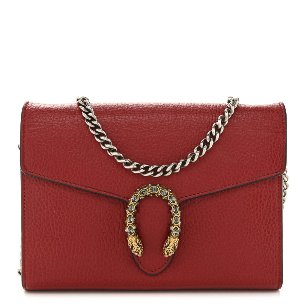Calfskin Mini Dionysus Chain Wallet Hibiscus Red product image 1, provided for visual reference and product detail review