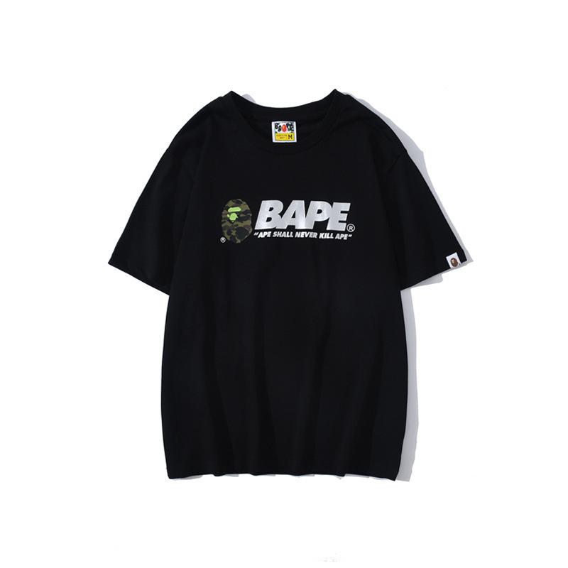 Bathing Ape T-Shirt Summer Short Sleeve Letter Print Round Neck Pullover T-shirt product image 3, provided for visual