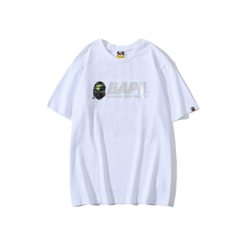 Bathing Ape T-Shirt Summer Short Sleeve Letter Print Round Neck Pullover T-shirt product image 1, provided for visual