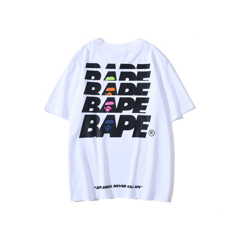 Bathing Ape T-Shirt Summer Short Sleeve Letter Print Round Neck Pullover T-shirt product image 2, provided for visual