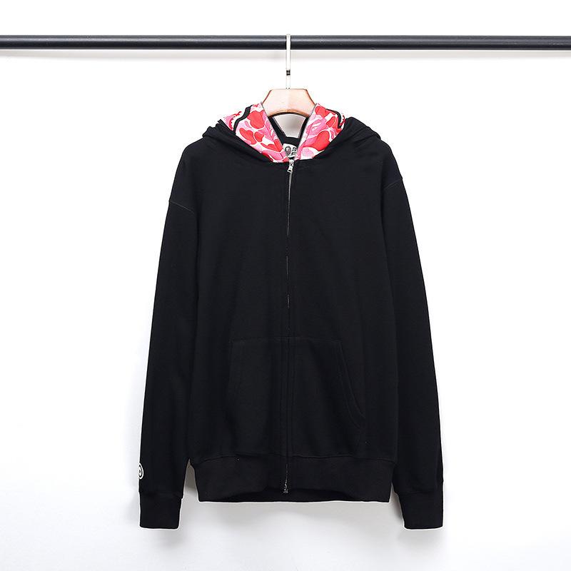 Bathing Ape Hoodie Fall/Winter Double Hood Camouflage Shark Head Zipper Fleece Padded Coat Sweatshirt product image 1,