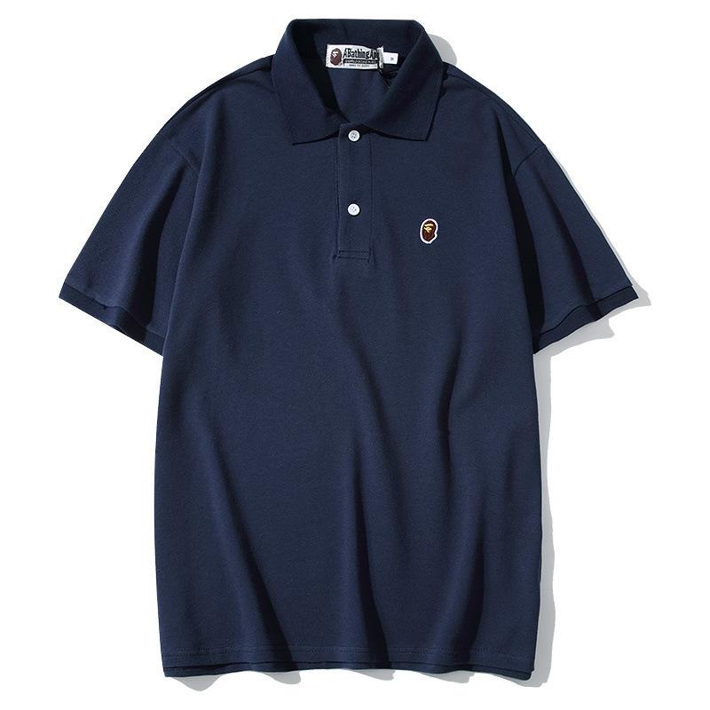 Bathing Ape T-Shirt Solid Color Casual Embroidered Short-Sleeved Polo Shirt product image 7, provided for visual reference