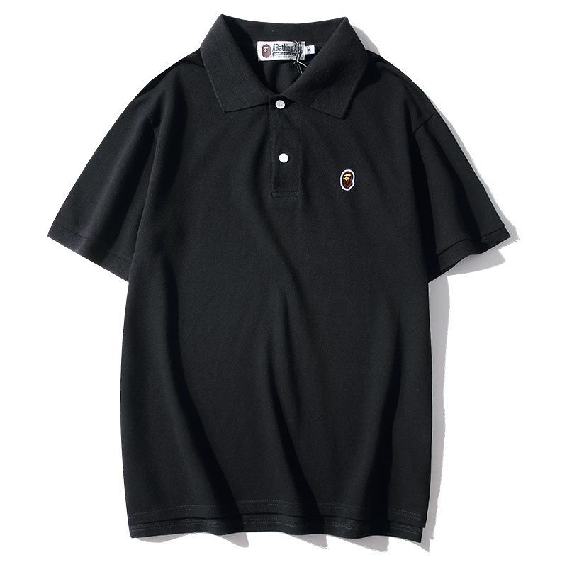 Bathing Ape T-Shirt Solid Color Casual Embroidered Short-Sleeved Polo Shirt product image 3, provided for visual reference