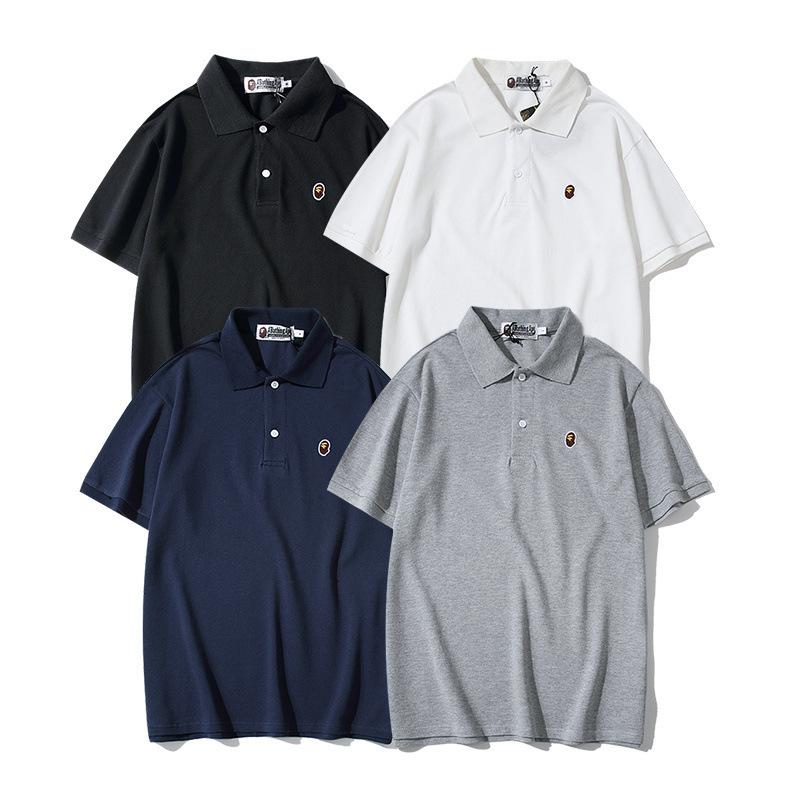 Bathing Ape T-Shirt Solid Color Casual Embroidered Short-Sleeved Polo Shirt product image 4, provided for visual reference