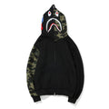 Bathing Ape Hoodie Printed Head Embroidered Green Camouflage Stitching Zipper Sweater Coat Men Hip Hop product image 1,