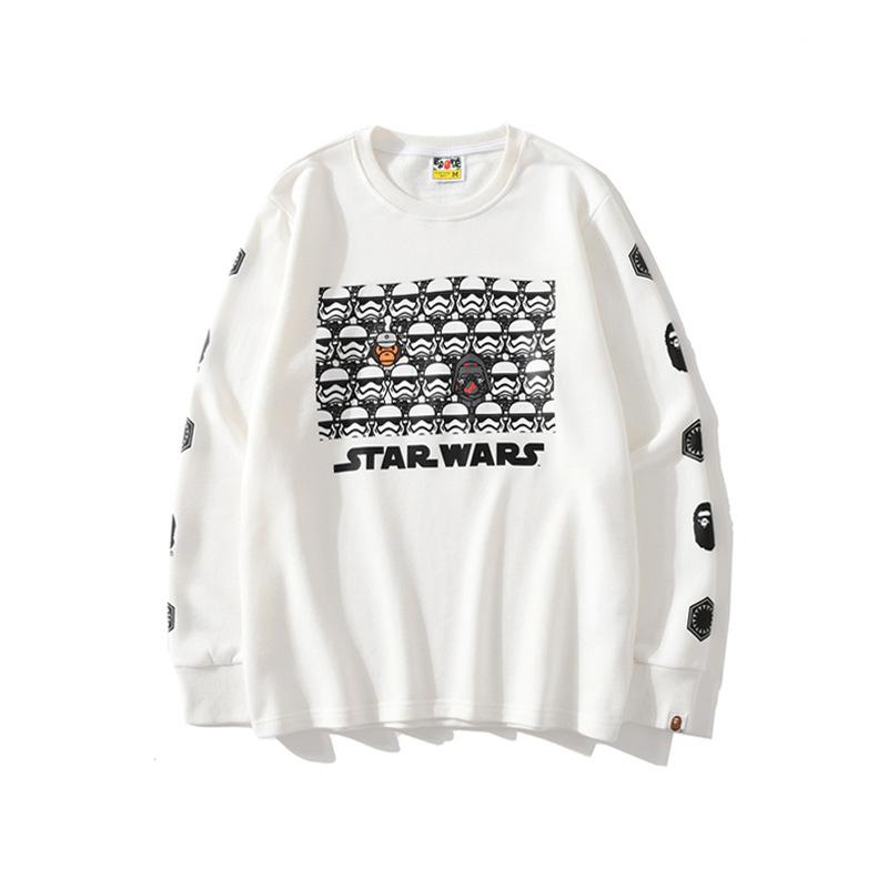Bathing Ape Sweatshirts Ape Head and Star Wars White Warrior Loose Casual Couple Pullover Sweatshirt product image 7,