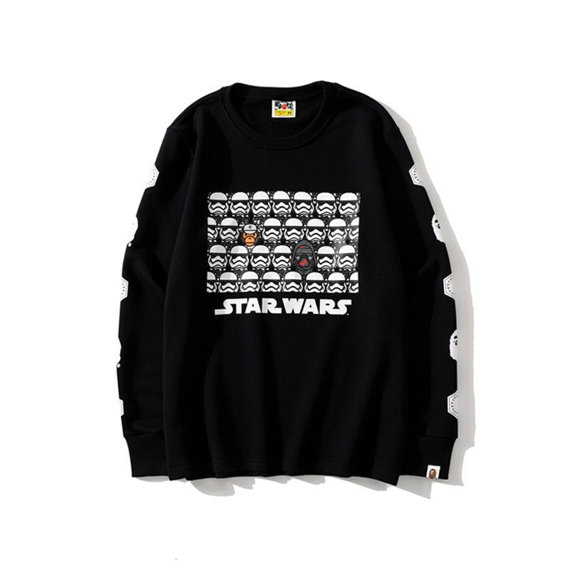 Bathing Ape Sweatshirts Ape Head and Star Wars White Warrior Loose Casual Couple Pullover Sweatshirt product image 1,