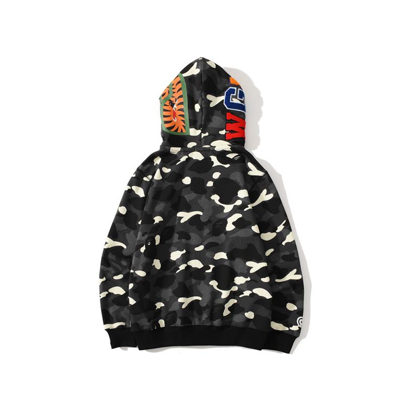 Bathing Ape Hoodie Shark Head Embroidery Luminous Spot Camouflage Double Hood Brushed Hoody Men and Women product image 2,