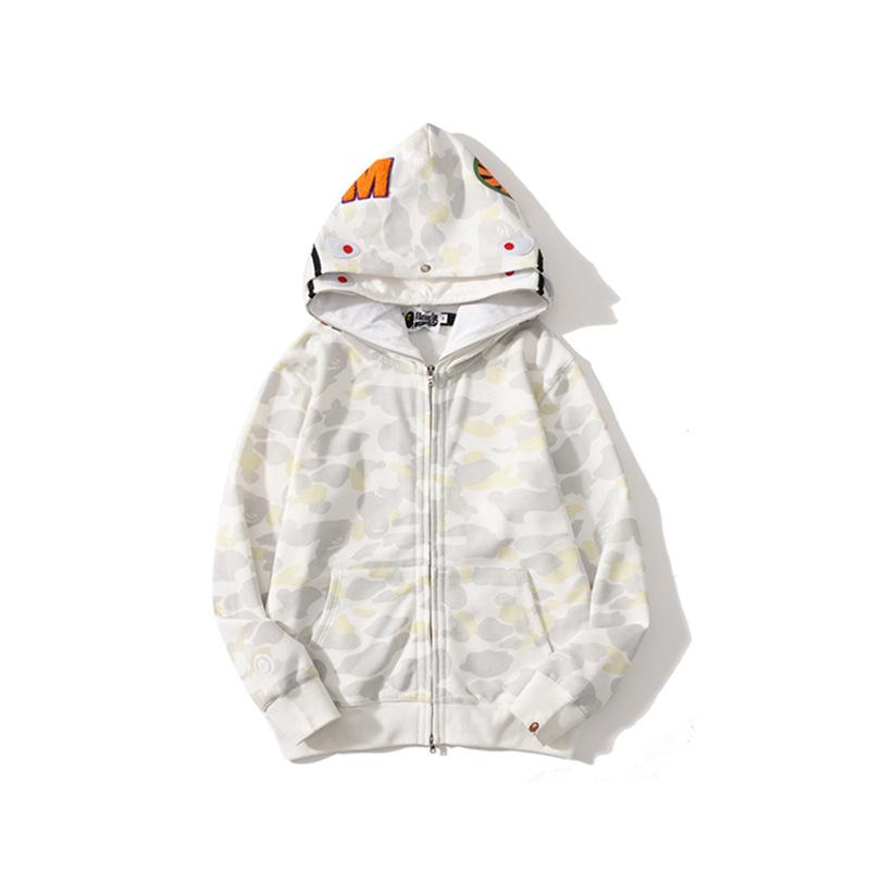Bathing Ape Hoodie Shark Head Embroidery Luminous Spot Camouflage Double Hood Brushed Hoody Men and Women product image 4,
