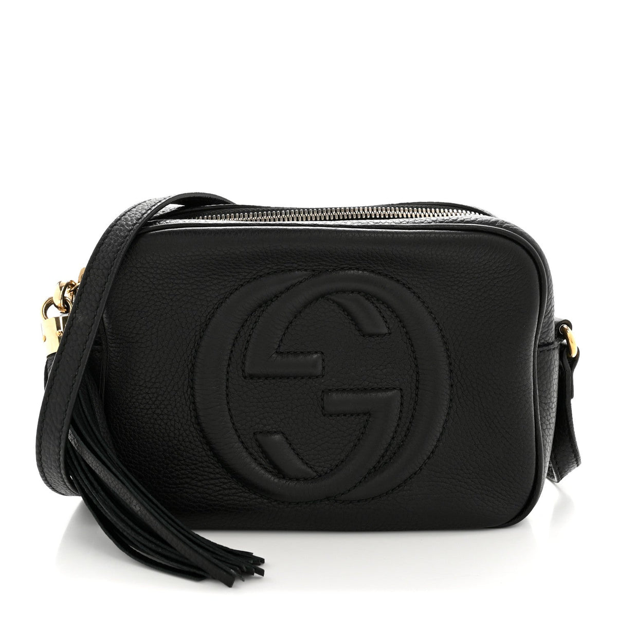 Pebbled Calfskin Small Soho Disco Bag Black product image 1, provided for visual reference and product detail review