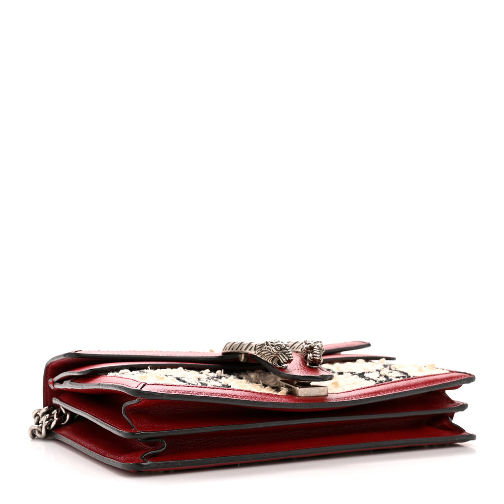 Tweed GG Monogram Small Dionysus Shoulder Bag White Black Romantic Cherry product image 4, provided for visual reference and