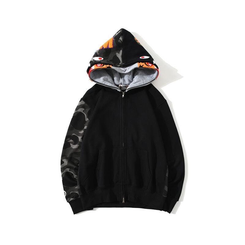 Bathing Ape Hoodie Autumn and Winter Camouflage Shark Double Hood Sweatshirt Couple Coat Hip Hop Men and Women product image