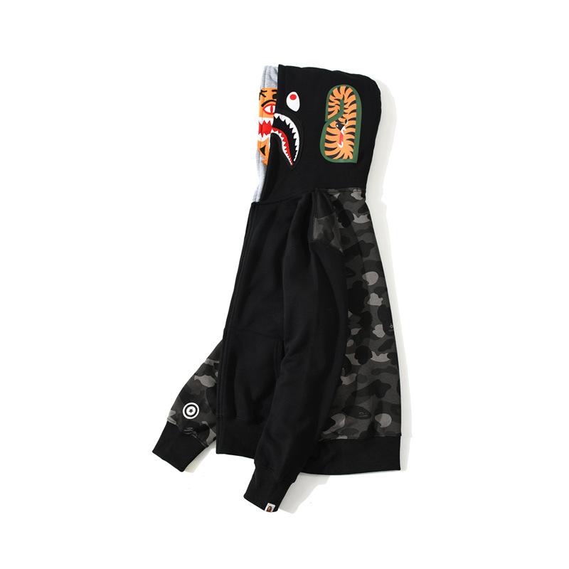 Bathing Ape Hoodie Autumn and Winter Camouflage Shark Double Hood Sweatshirt Couple Coat Hip Hop Men and Women product image
