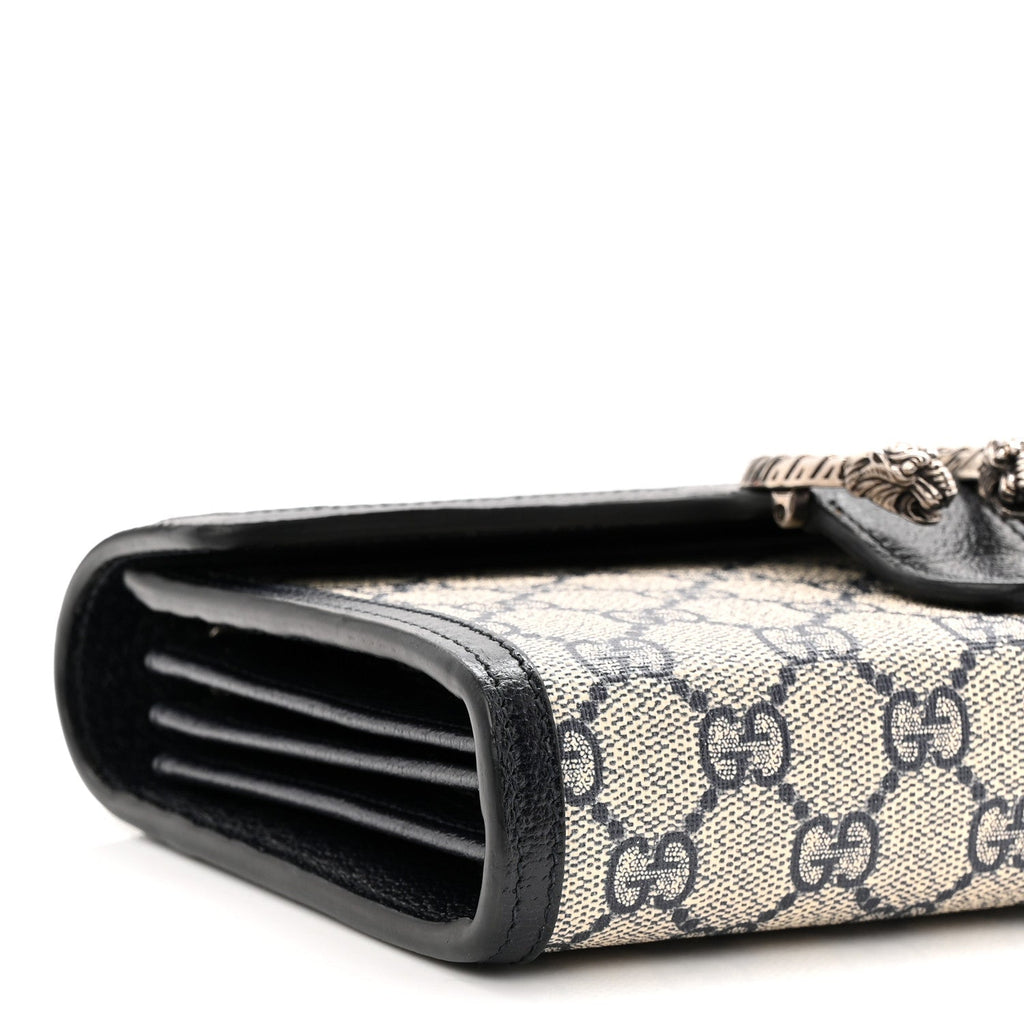GG Supreme Monogram Textured Dollar Calfskin Mini Dionysus Chain Wallet Beige Blue product image 9, provided for visual