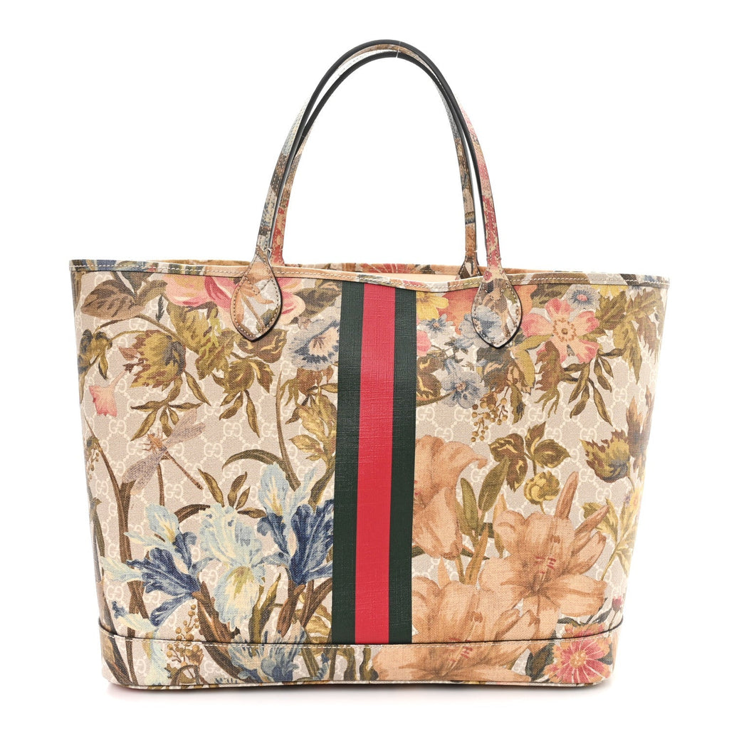 GG Supreme Monogram Water Flora Web Large Ophidia Tote Beige White Multicolor product image 1, provided for visual reference