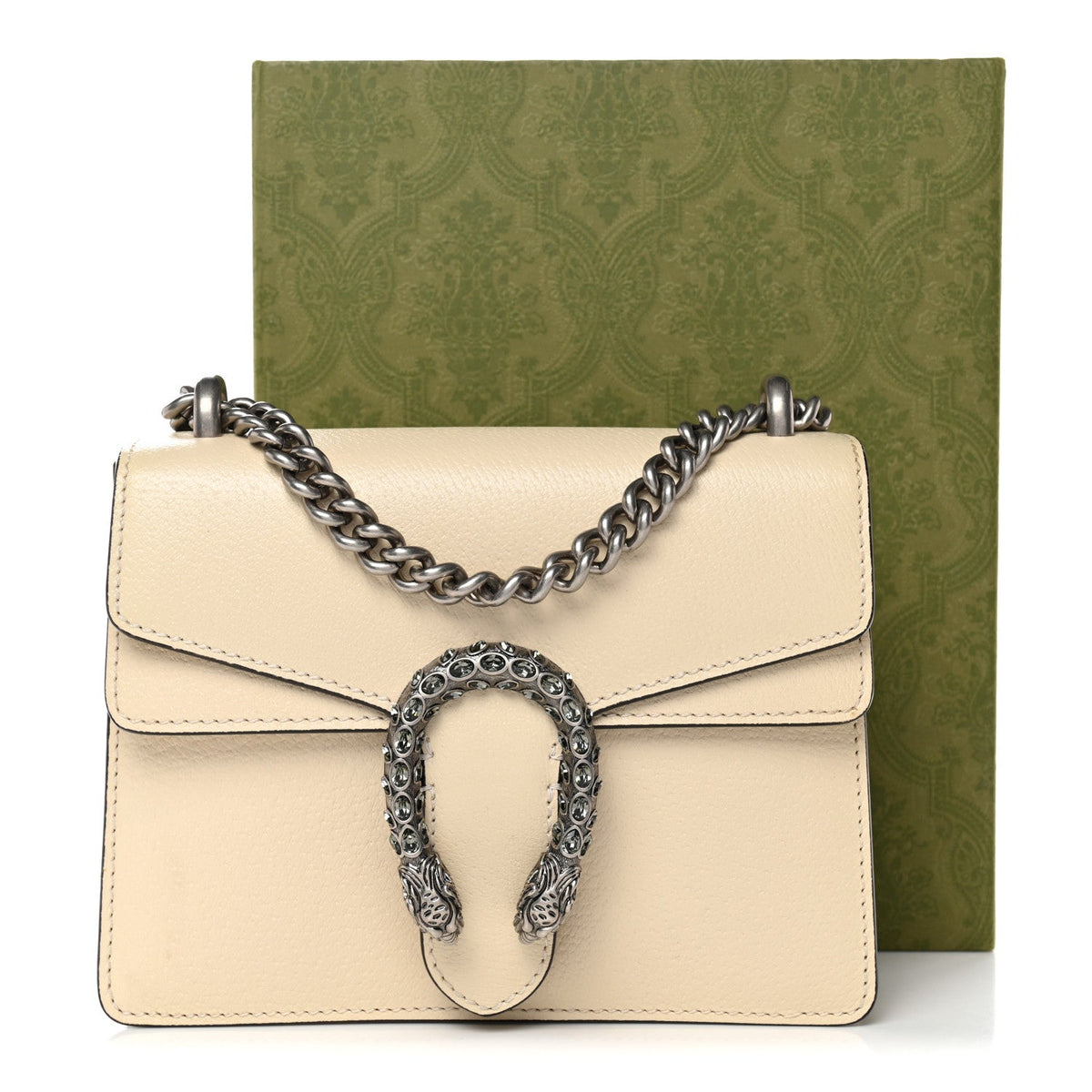 Textured Calfskin Crystal Mini Dionysus Shoulder Bag Mystic White product image 12, provided for visual reference and