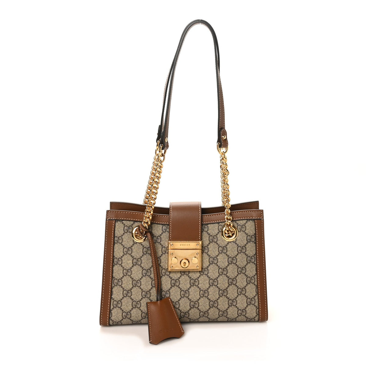 GG Supreme Monogram Calfskin Small Padlock Tote Beige Ebony Tuscany product image 1, provided for visual reference and