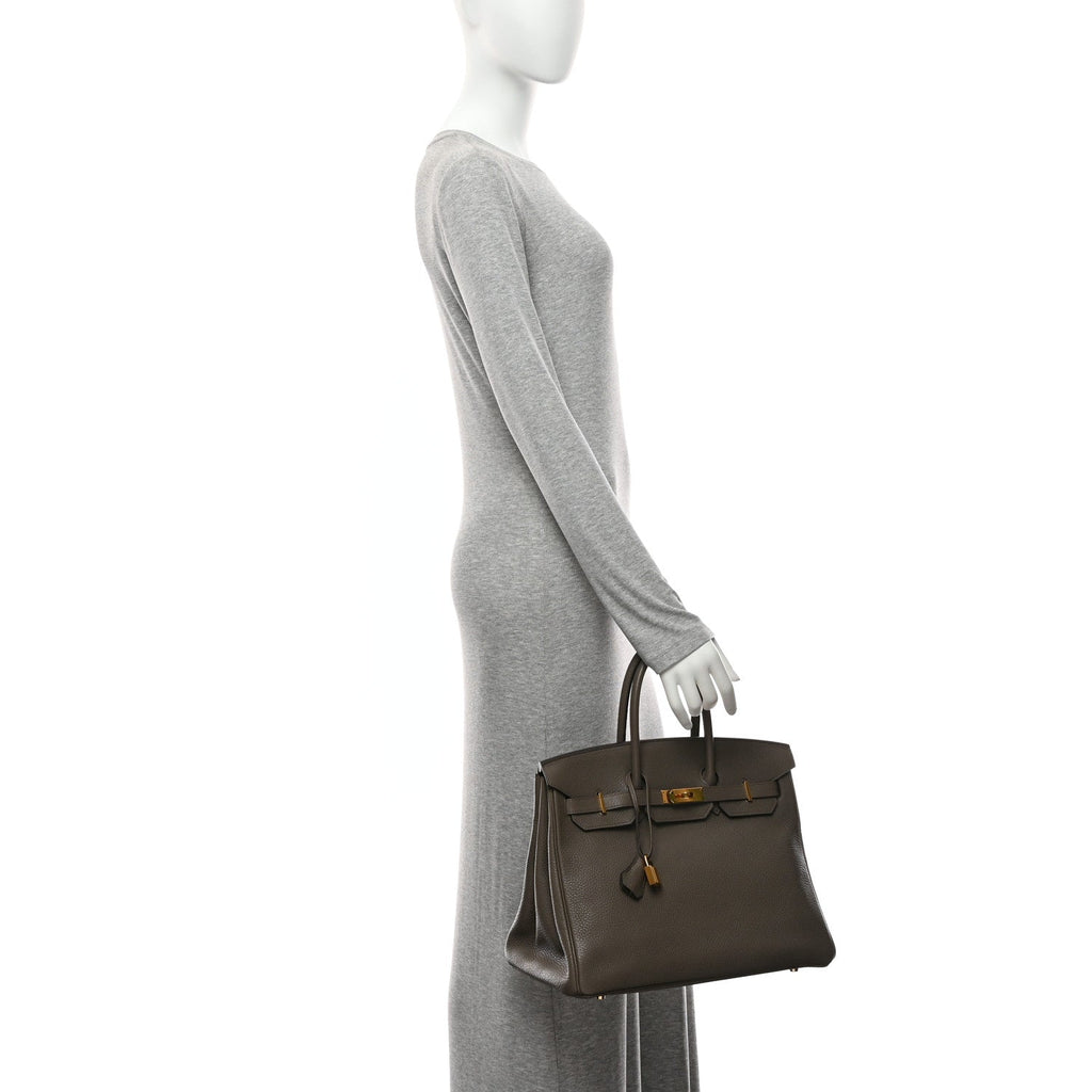 Taurillon Clemence Birkin 35 Etain product image 2, provided for visual reference and product detail review