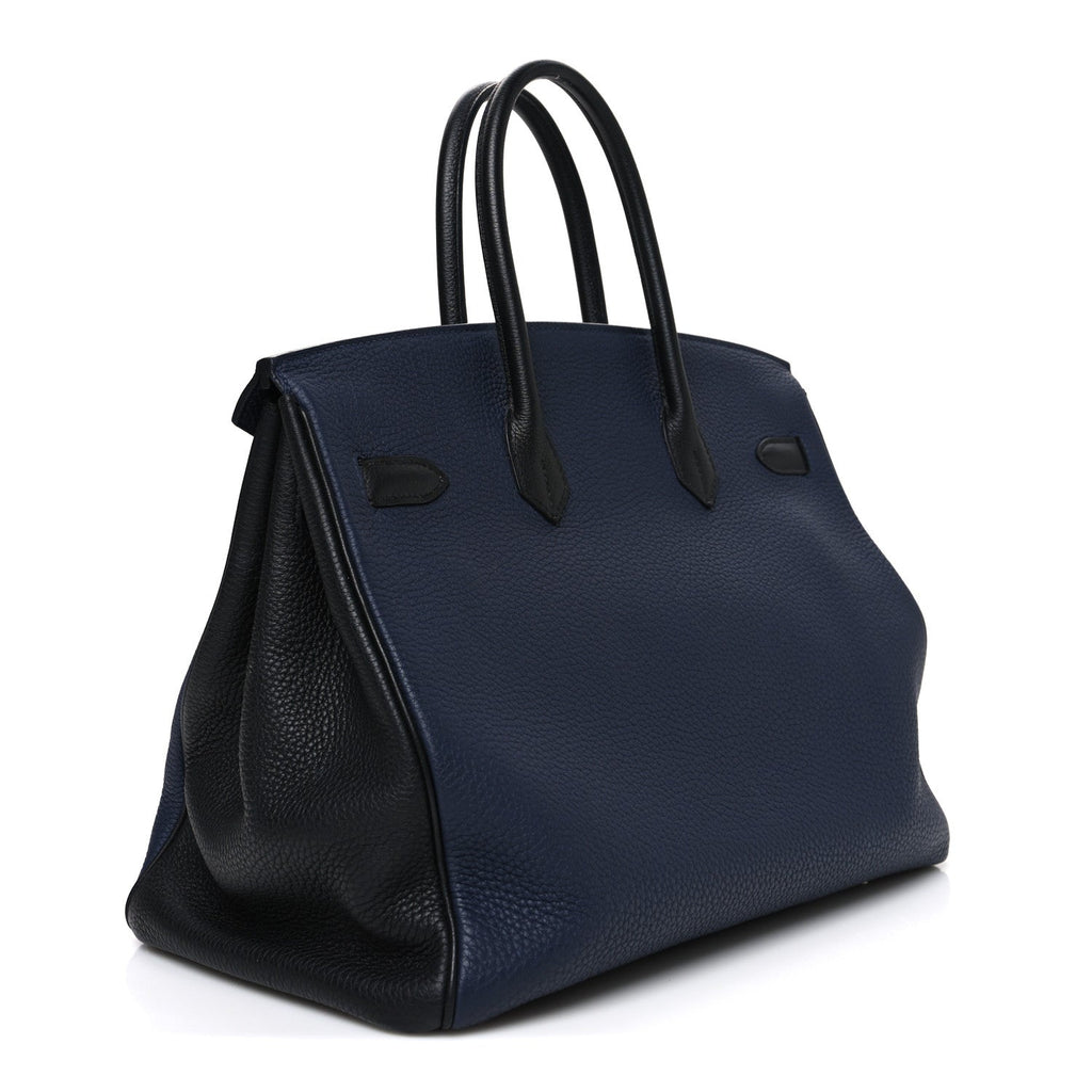 Togo Bi-Color Horseshoe Birkin 35 Bleu Nuit Black product image 3, provided for visual reference and product detail review