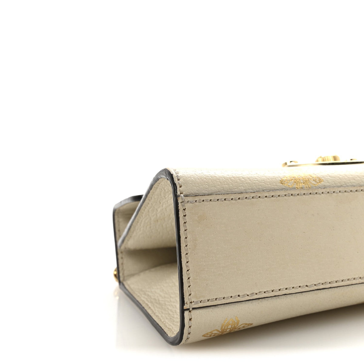 Grained Calfskin Bee Star Small Padlock Shoulder Bag White product image 9, provided for visual reference and product detail
