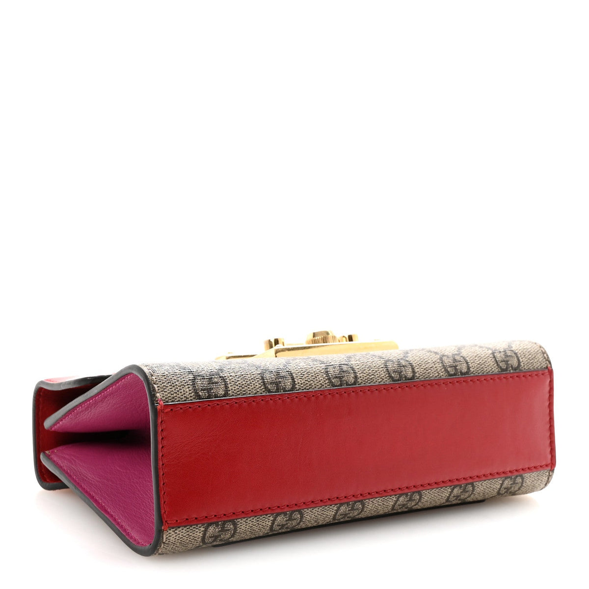 GG Supreme Monogram Calfskin Small Padlock Shoulder Bag Beige Hibiscus Red New Rosette product image 4, provided for visual