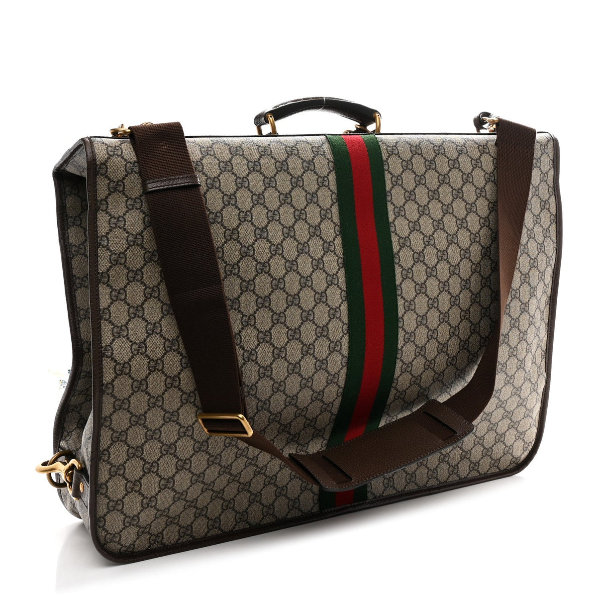 GG Supreme Monogram Textured Dollar Calfskin Web Ophidia Savoy Garment Bag Beige Ebony New Acero product image 2, provided